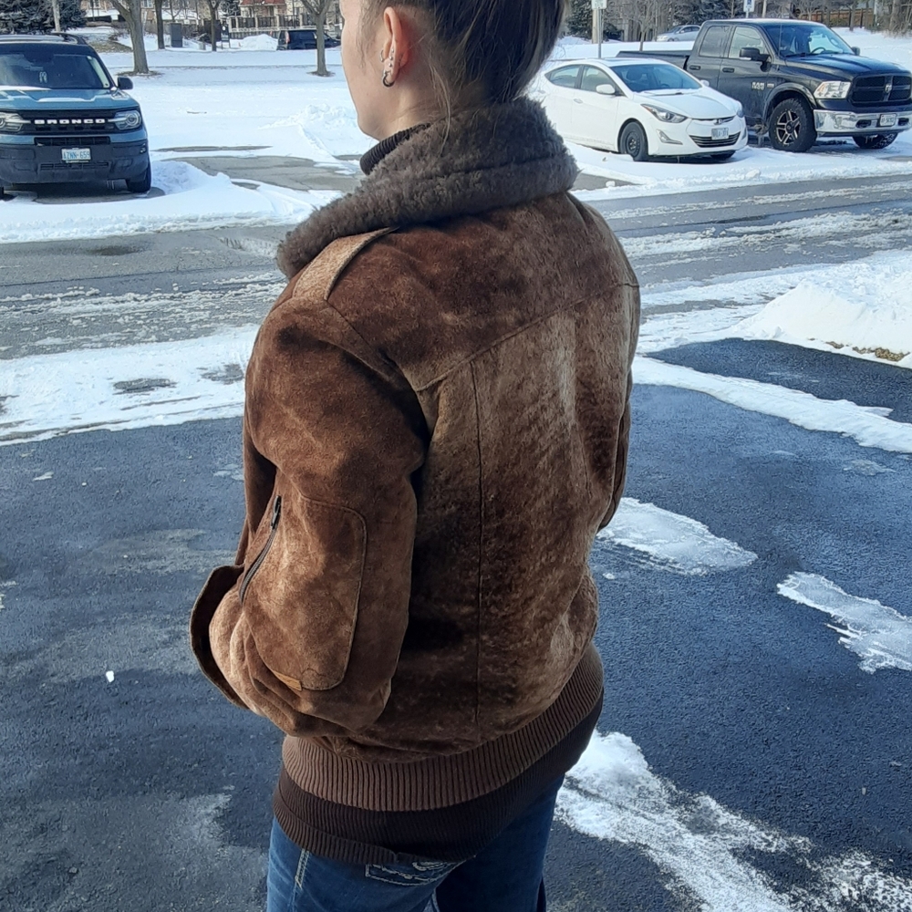 Vintage Sergio Valente Faux Sheepskin Bomber Jacket- Women's Size SM/ M